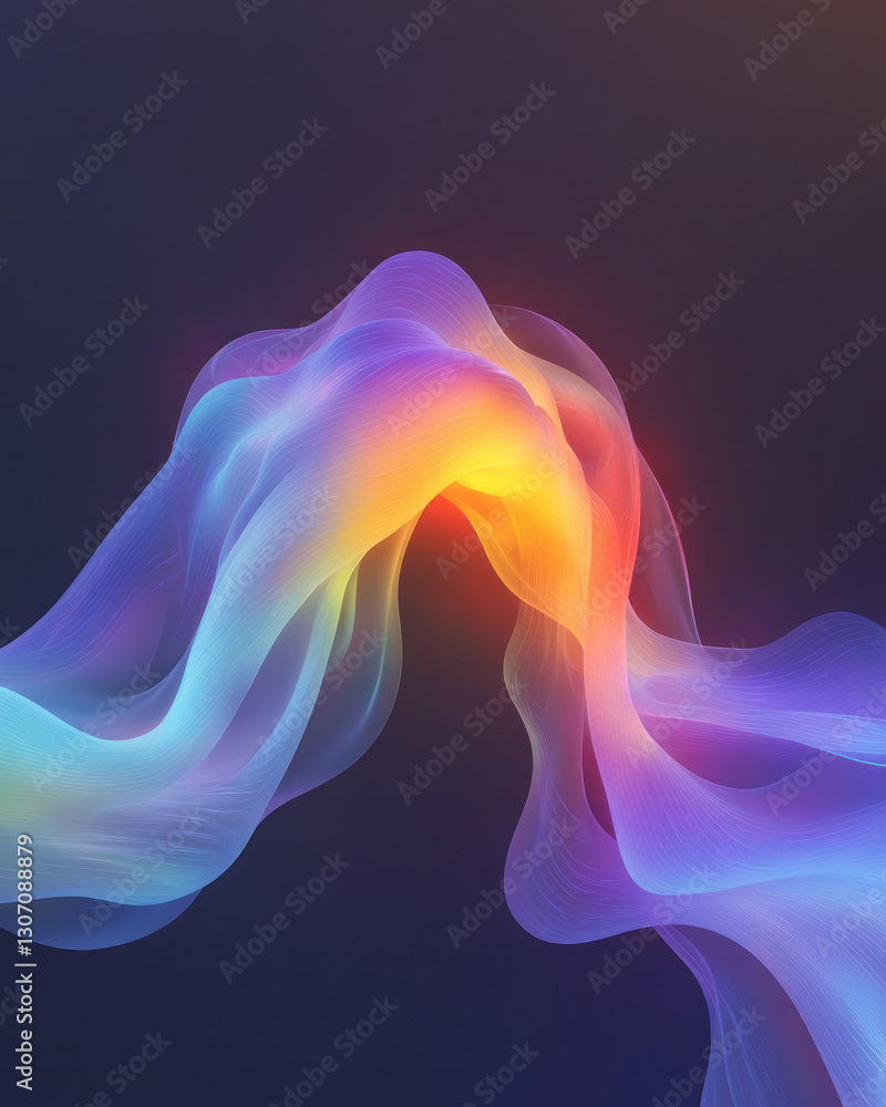 Poster An abstract visualization of machine learning algorithms, where fractal neural networks and vibrant