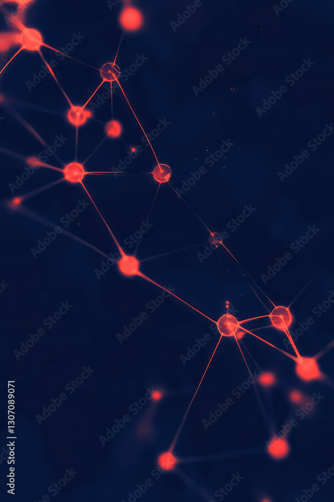 Aufkleber futuristic digital collage of interconnected data nodes and glowing network lines, forming abstract