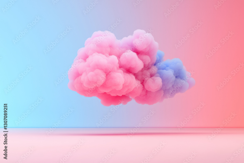Fototapete Surreal 3D render of a digital cloud filled with floating nodes and interconnected networks, with