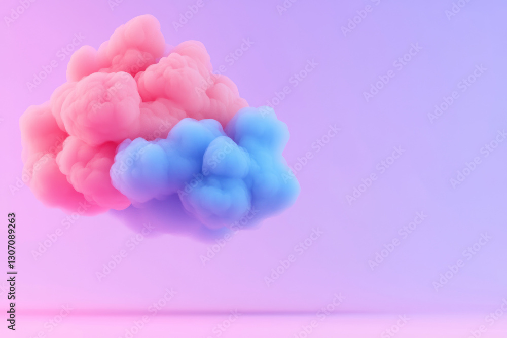 Fototapete Surreal 3D render of a digital cloud filled with floating nodes and interconnected networks, with
