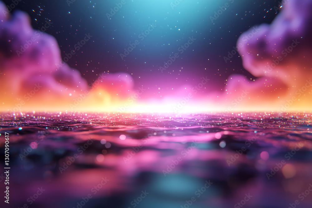Leinwandbilder hyperreal digital painting of cascading light particles and shifting gradients forming an