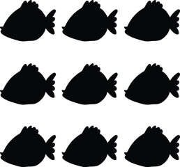 set of different types of silhouette fish premium vector 