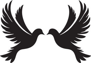 Obraz premium A Pair of Doves Flying Silhouette Vector Illustration