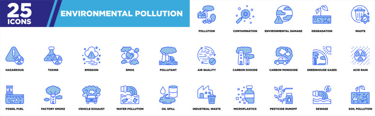 Environmental Pollution Iconset Blue White
