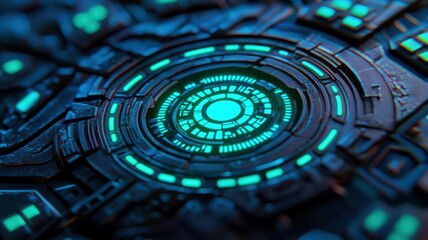 Shield symbol with glowing data streams, sci-fi style, vibrant neon blue and green tones, high-tech digital art , closes up