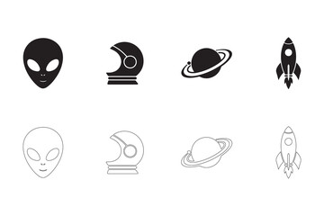 Space and Futuristic Themes Icons set. Editable vector icon. Perfect for web and app interfaces, presentations, info graphics, etc. 
