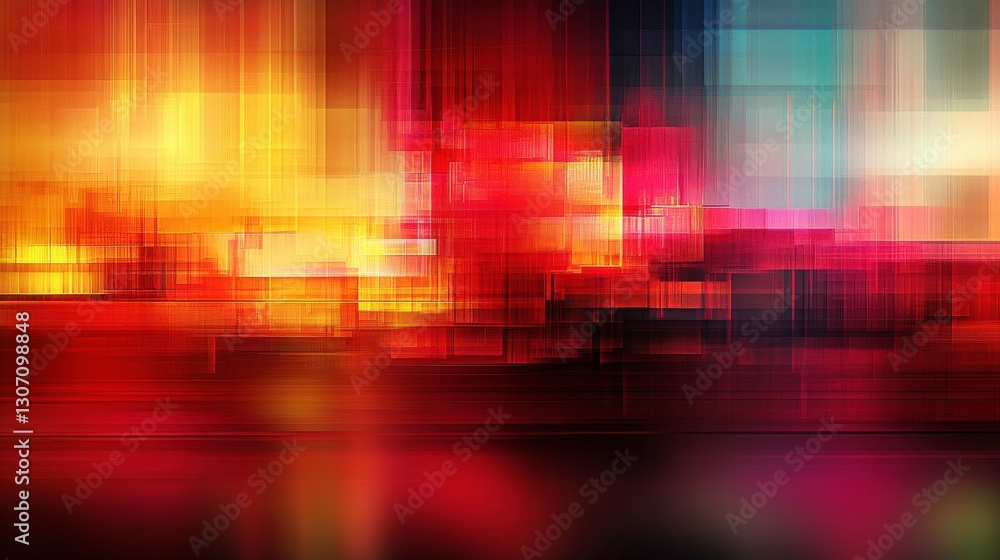 Poster an abstract composition featuring vibrant colors and dynamic lines, creating a sense of movement and