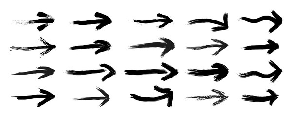 Arrows drawn with brushes. Grunge Arrow design. Grunge Arrow Brush. Grunge Arrow Vector. Brush Arrows paint black