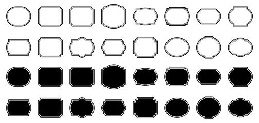 Black Frames different shapes. Label Frames. Vintage Frames. Frame Vector. Photo Frame