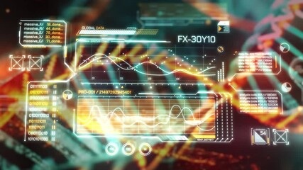 Futuristic head-up display showing DNA analysis process - Powered by Adobe