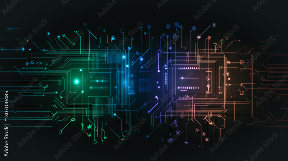 Poster digital circuit board: a captivating graphic showcasing an intricate circuit board with a fusion of 