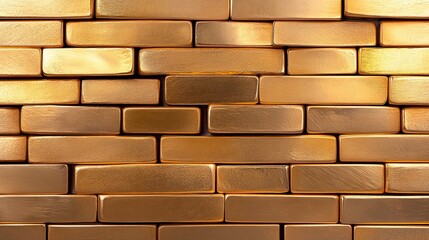 Obraz premium Gleaming Gold Brick Wall Texture Background