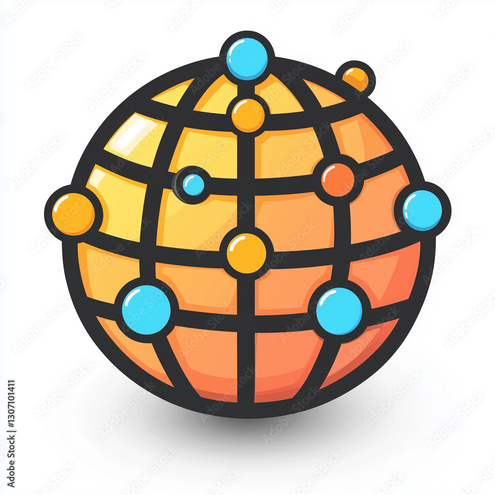 Poster global network connections: a dynamic illustration of the world, interconnected by a vibrant network