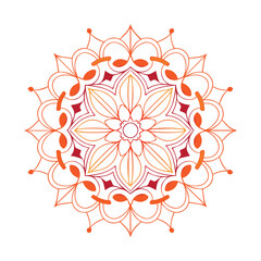 mandala awash in brilliant orange hues and intricate details. The perfectly balanced symmetry, adorned with intertwining floral patterns and elaborate geometric accents.
