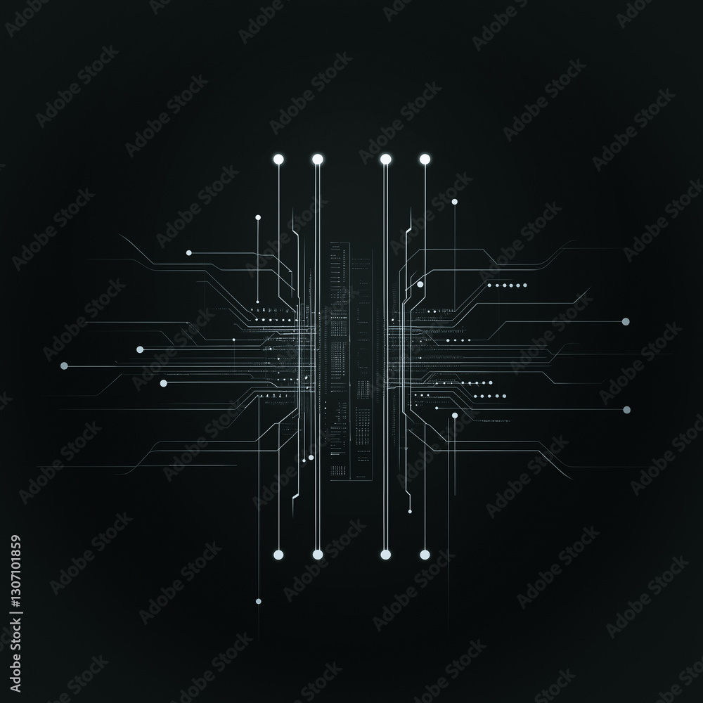 Poster digital neural network: illustrative representation of a digital neural network, showcasing the intr
