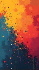 Dynamic Abstract Color Splash with Warm and Cool Tones in Contemporary Style