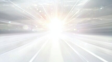Abstract white background with radiant sun beams and lens flare effects, creating a soft and dreamy atmosphere. High-resolution 8K vector illustration, ideal for banners, posters, presentations, and m