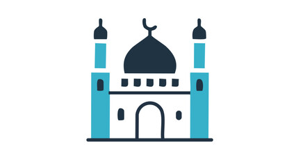 Fototapeta premium Simple black and white mosque icon with a focus on the dome and prayer hall-05