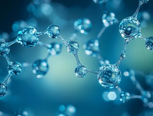 Abstract molecule structure with transparent spheres and connections