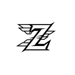 Fototapeta premium Bold Geometric Z Letter With Wing Styled Accents and Sharp Angles