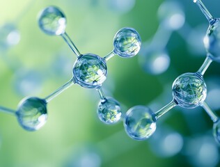 Molecule structure illustration on green background