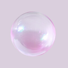 Realistic glossy glass ball.Abstract 3D light bubble with glare.Geometric abstract shape.
