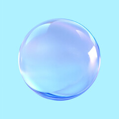 Realistic glossy glass ball.Abstract 3D light bubble with glare.Geometric abstract shape.