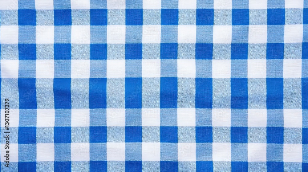Aufkleber a blue and white checkered fabric with alternating squares, creating a classic gingham pattern.