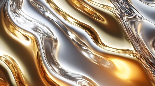 Abstract liquid gold and silver metal background