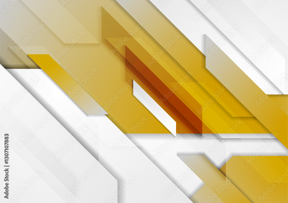 Poster yellow and white layered elements, geometric tech abstract background. vector minimal tech graphic d