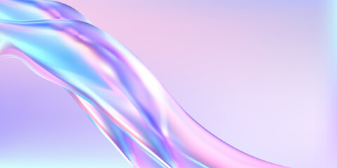 Abstract  holographic wave.Flow iridescent fluid.Dynamic spectrum ribbon.