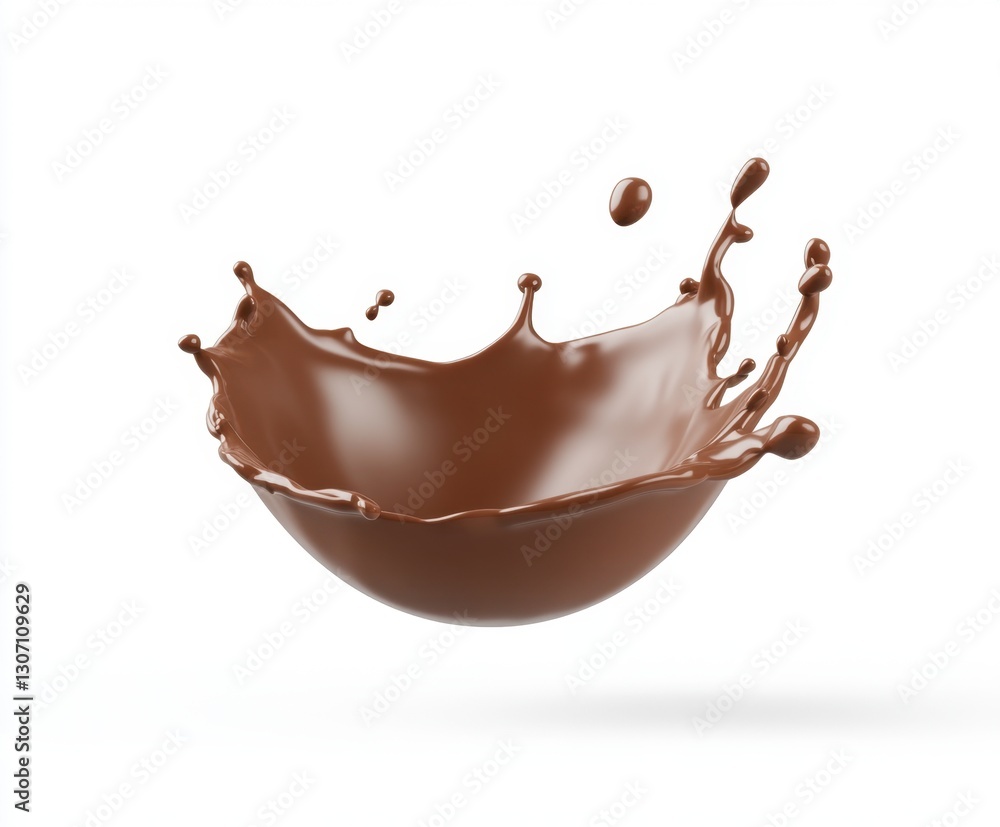 Aufkleber chocolate splash on a white background with a dynamic motion, creating a visually appealing design