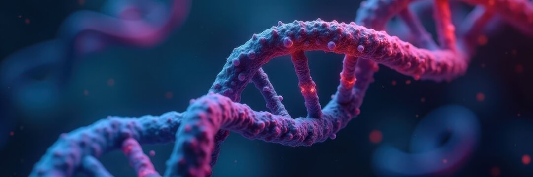 Microscopic view of DNA strand with highlighted mutation detected by biosensor , technology, chromosomes