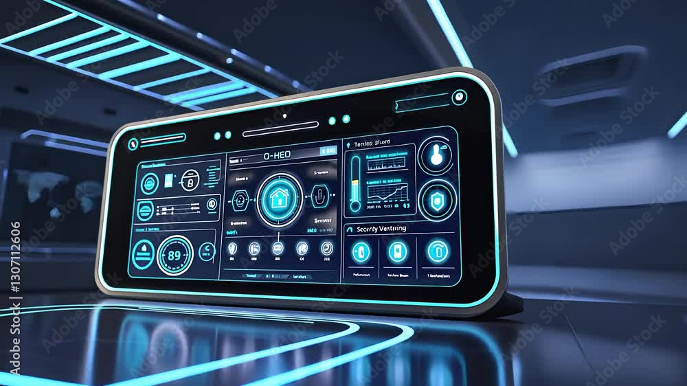 Aufkleber futuristic smart home control panel with digital touchscreen interface in a high-tech modern interio