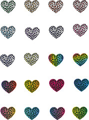 Leopard pattern circle, square hearts, colored, keychain, cheetah, glitter pen, keyring, destressed, print, red, yellow, green, 