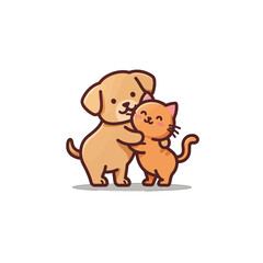 Obraz premium Cute Puppy and Kitten Hug