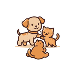 Obraz premium Playful Puppy and Kittens