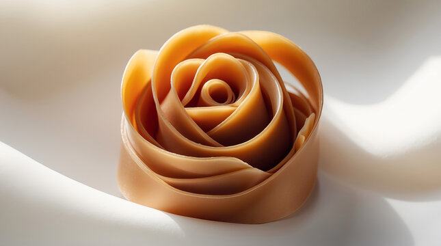 Beautifully crafted edible rose made from delicate caramel on a smooth background