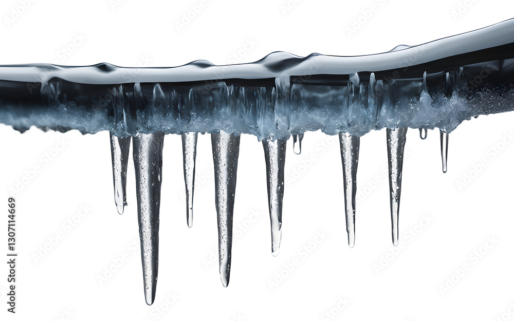 Poster a melting icicle representing impermanence and fleeting moments, isolated on a empty plain backgroun
