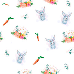 Naklejka premium seamless pattern no background easter bunnies