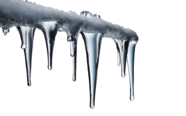A melting icicle representing impermanence and fleeting moments, isolated on a empty plain background