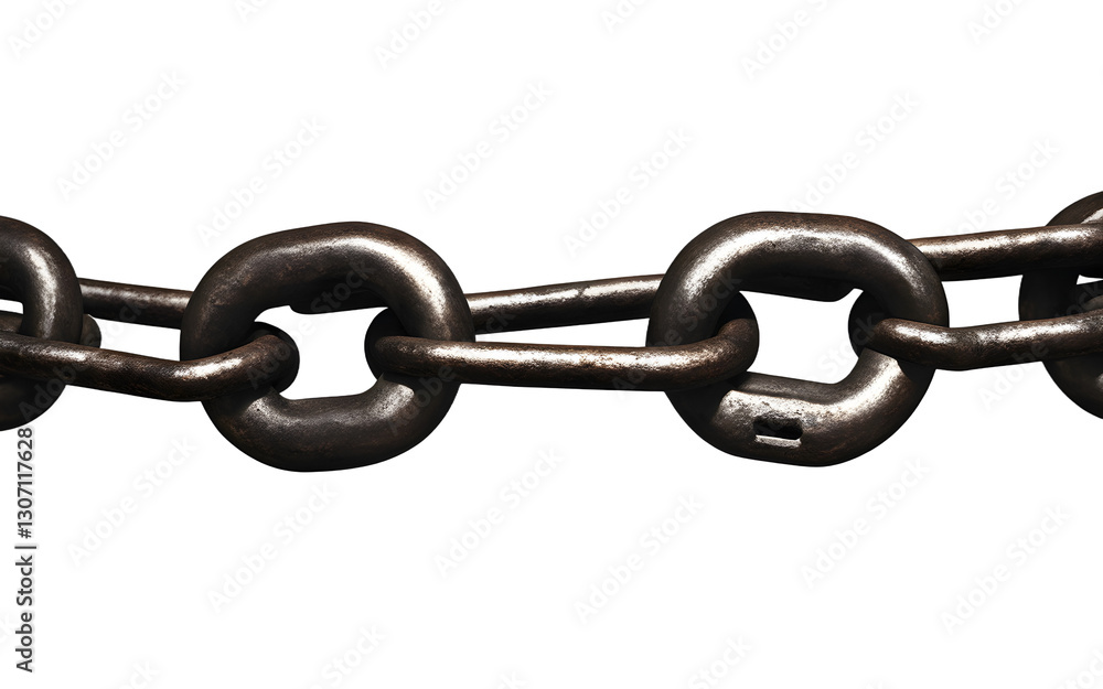 Poster a thick iron chain with a broken link representing liberation and freedom, isolated on a empty plain