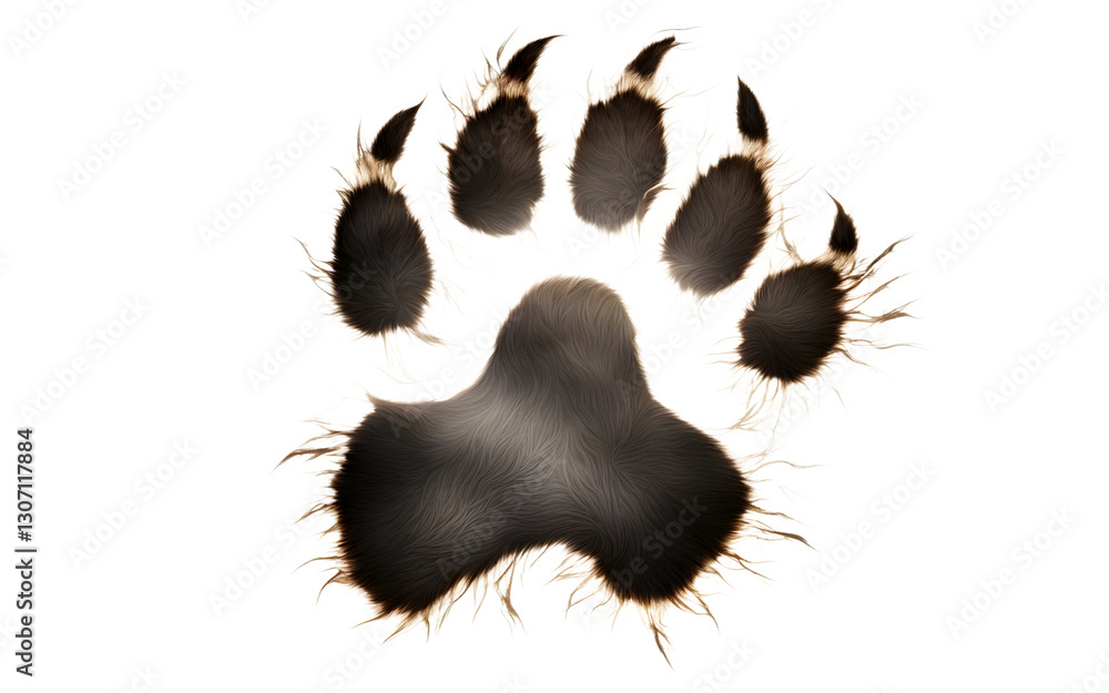 Poster A wolf’s paw print representing instinct and strength, isolated on a empty plain background