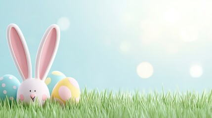Fototapeta premium Easter's Day Easter Bunny in the Grass