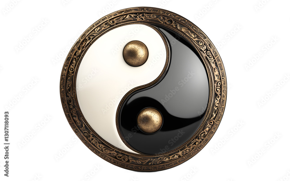 Poster a yin-yang symbol representing balance and duality, isolated on a empty plain background