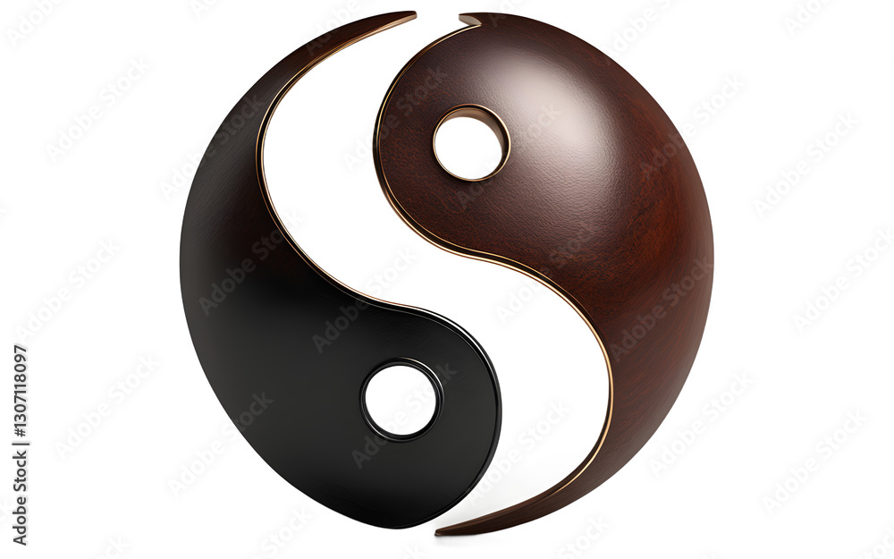 Poster a yin-yang symbol representing balance and duality, isolated on a empty plain background