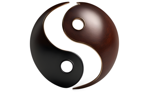A yin-yang symbol representing balance and duality, isolated on a empty plain background