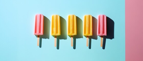 Obraz premium Colorful Summer Frozen Treats on a Bright Background with Pop Art Style, Perfect for Refreshing Snacking and Seasonal Enjoyment in Hot Weather