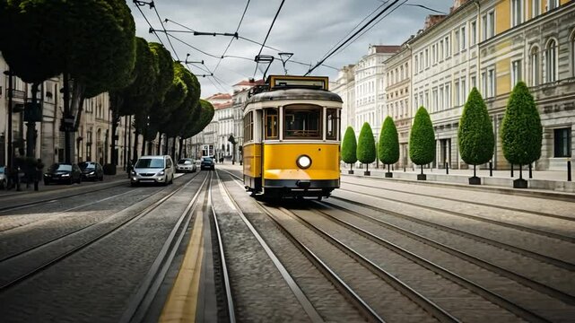Lisbon yellow tram.