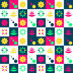 multicolored abstract pattern with different patterns and shapes